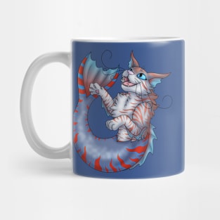 Purrmaid: Red on Blue Tabby Mug